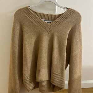 ZARA tan v neck sweater